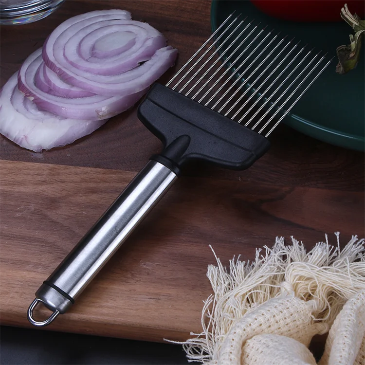 Wholesale 304  Stainless Steel Cutter Potato Onion Holder Meat Fork Needle Vegetable and fruit tools