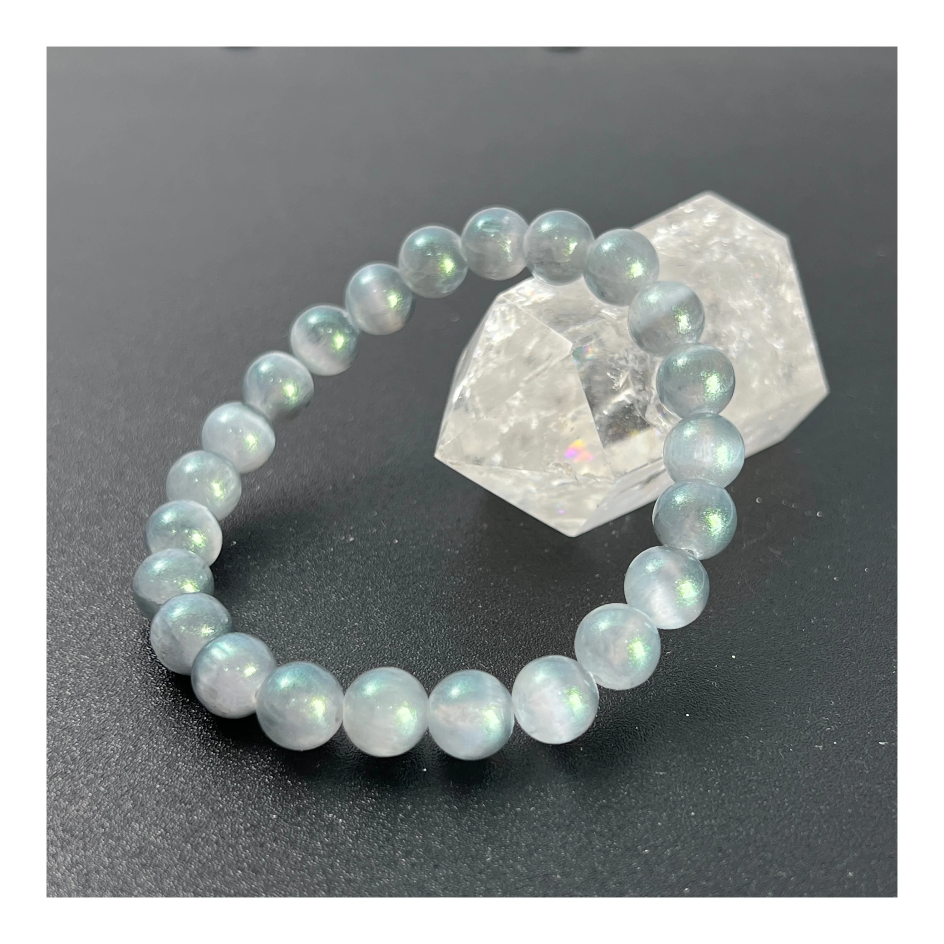 Unique style Colorful Cat Eyes Effect Round Beads 6mm 8mm 10mm Smooth Green with Dark Blue Selenite For Decoration Shop