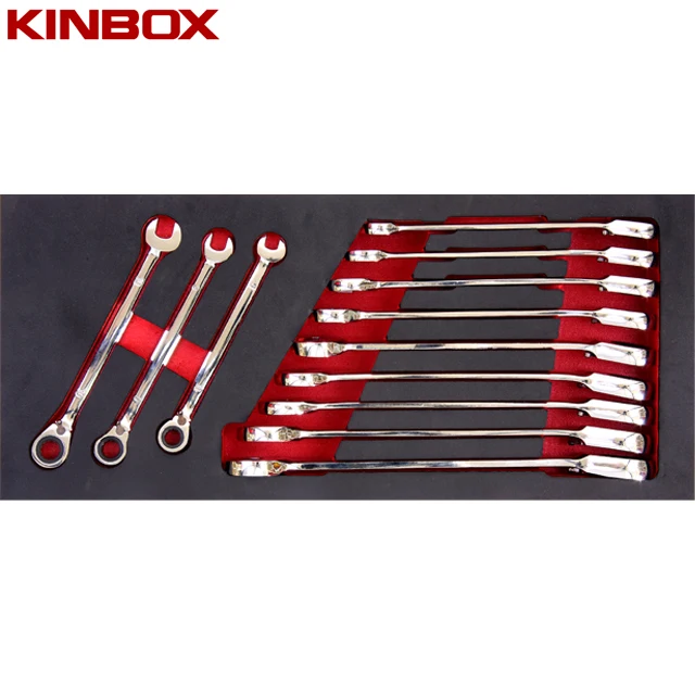 
Kinbox Professional Item TF01M124 Reversible Combination Ratcheting Wrench set 