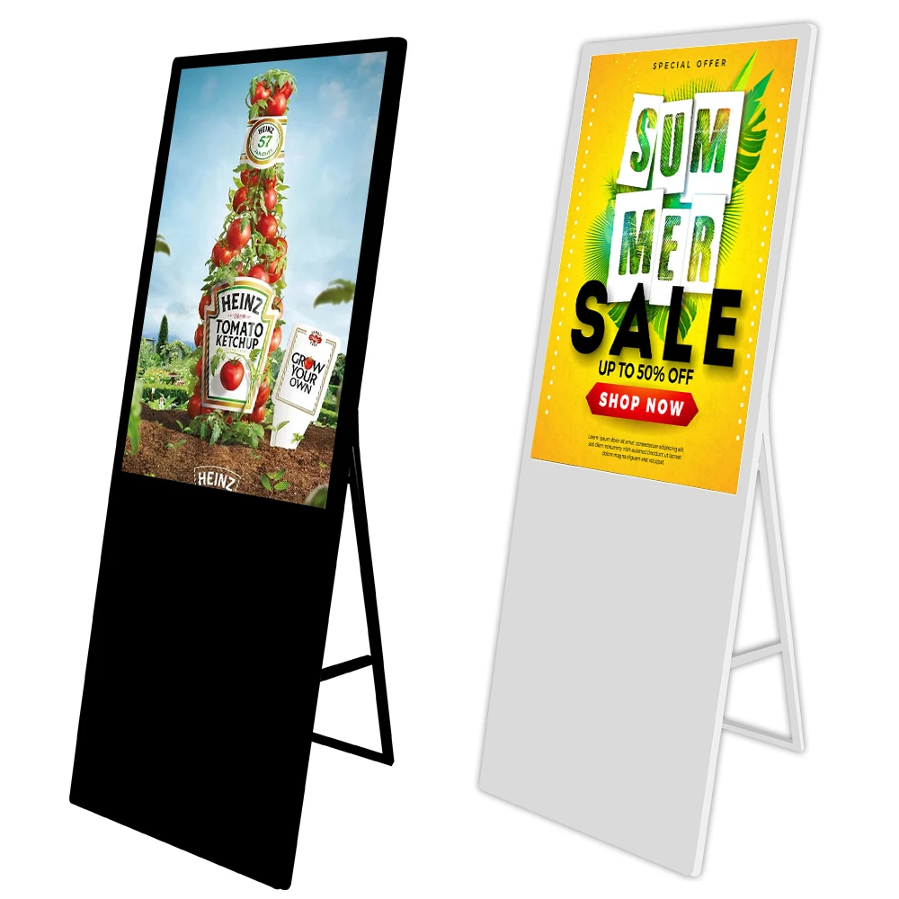 43 49 55 inch indoor mobile Battery power advertising signage display portable touch screen lcd digital poster