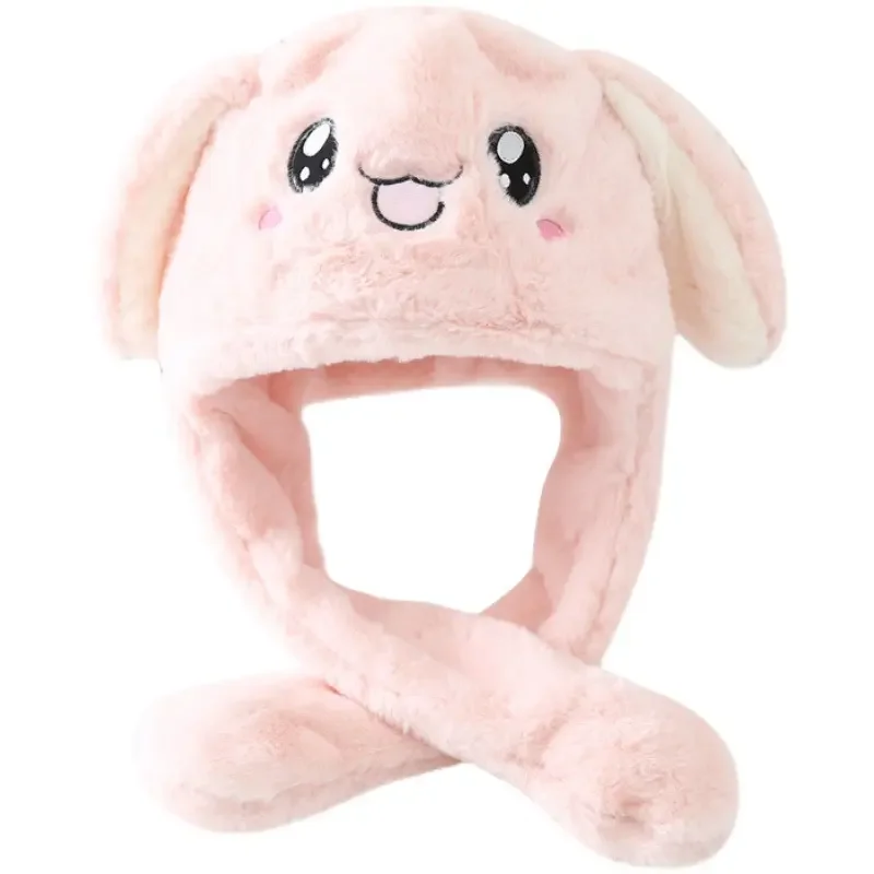 53CM Pumping and Moving Plush Ears Hat Cartoon Rabbit Stuffed Funny Bunny Rabbit Hat