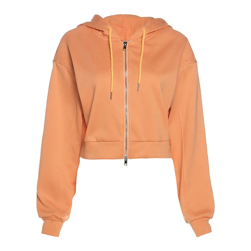 Индивидуальный дизайн, лучшее качество, оптовая продажа, женские толстовки без рисунка для тренажерного зала, короткий топ на молнии, толстовка с капюшоном на молнии для женщин
