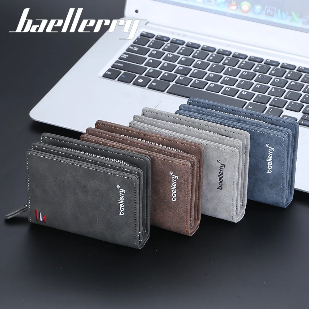 Бумажник для мужчин из кожи baellerry с RFID-защитой мужской кошелек искусственной несколькими отделениями карт и мелочей на