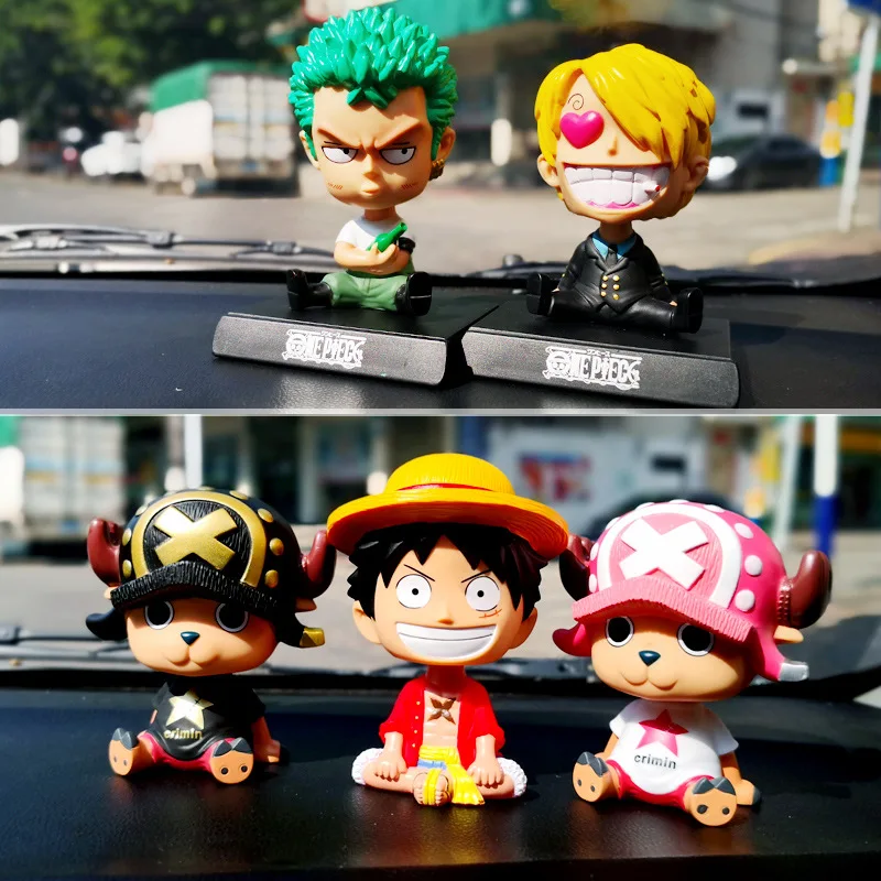Anime Accessories Ornaments Roronoa Zoro Luffy Bobble Heads One Piece Figure For Car Dashboard