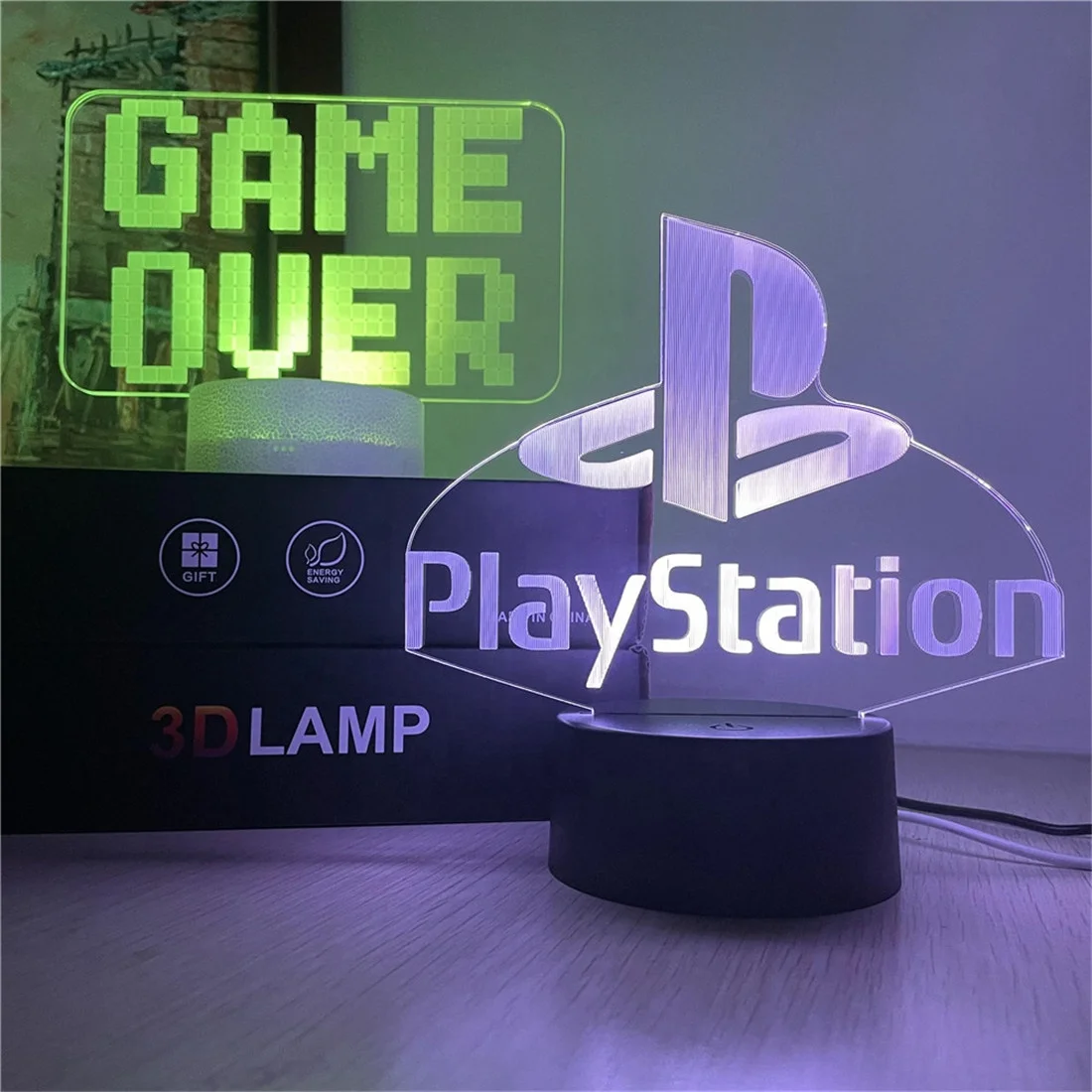 3D Night Light Game LED Illusion Lamps 7 Color USB Charging Lights for Kids Christmas Birthday Game Player Gift Gaming Room