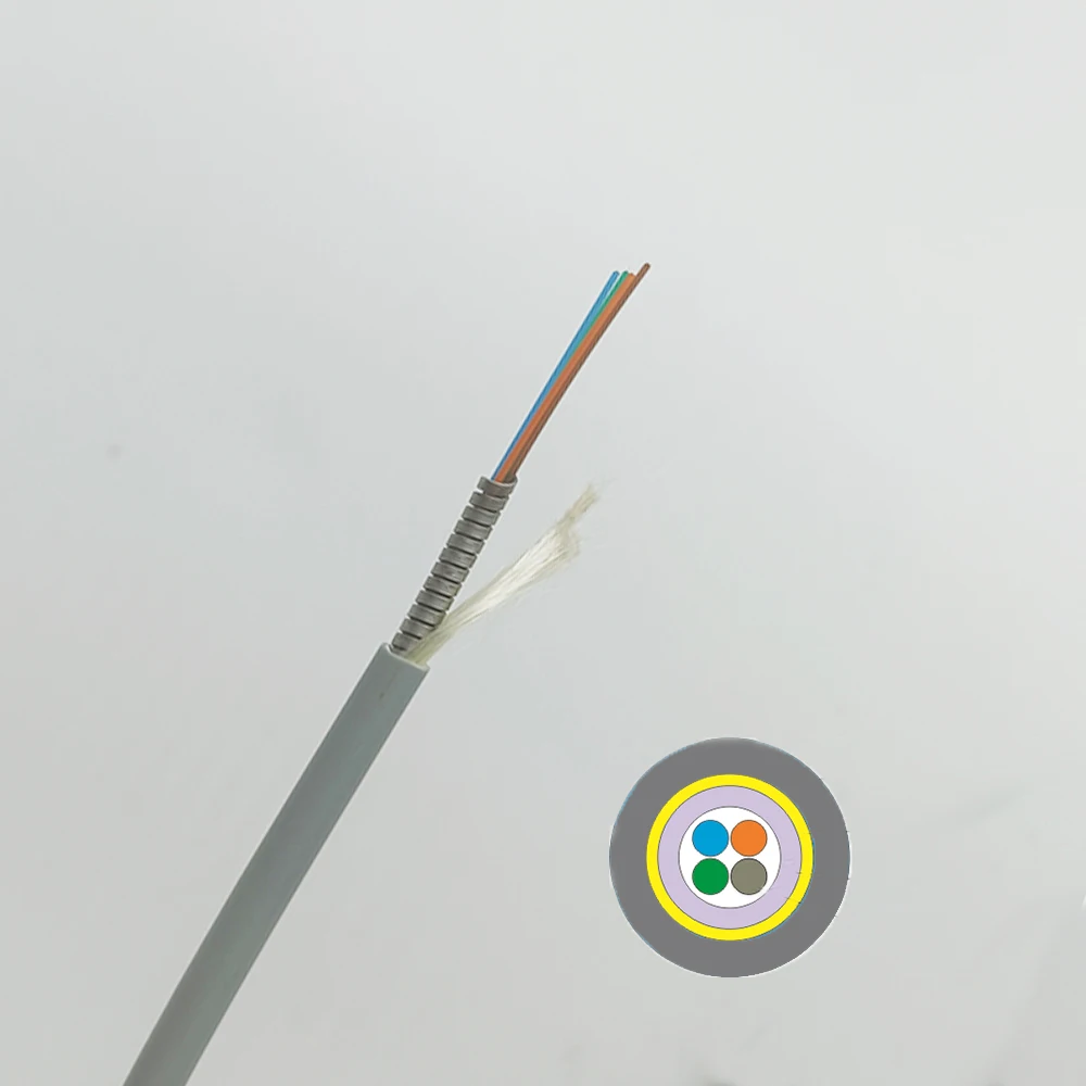 Indoor Simplex Armored Cable De Fibra Optica Cable Spiral Armored 2 4 6 8 12 Core 657A Fiber Cable