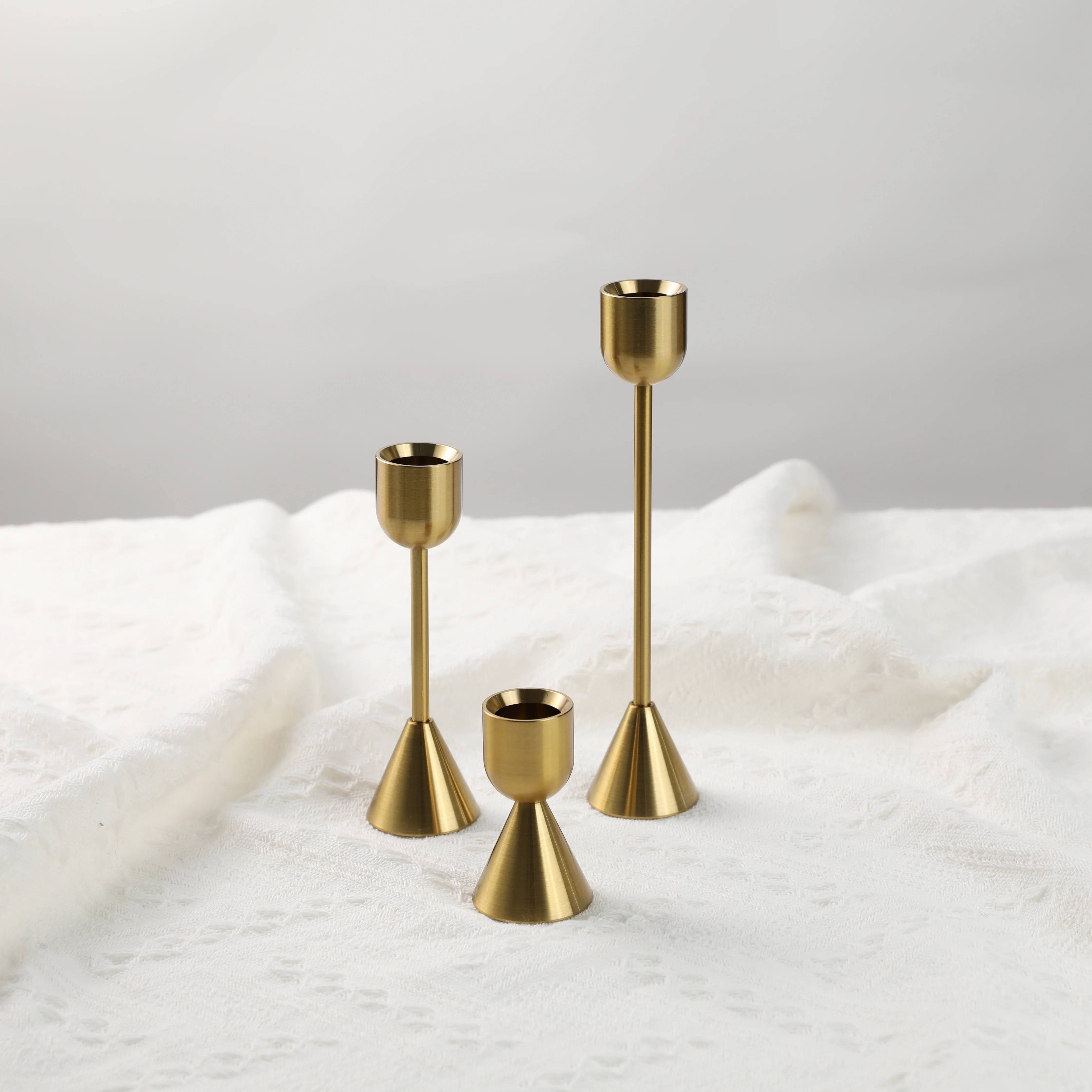 MAXERY Wedding Table Decorations Metal Brass Gold Candlesticks Stand Tall Taper Candle Holders Set Of 3