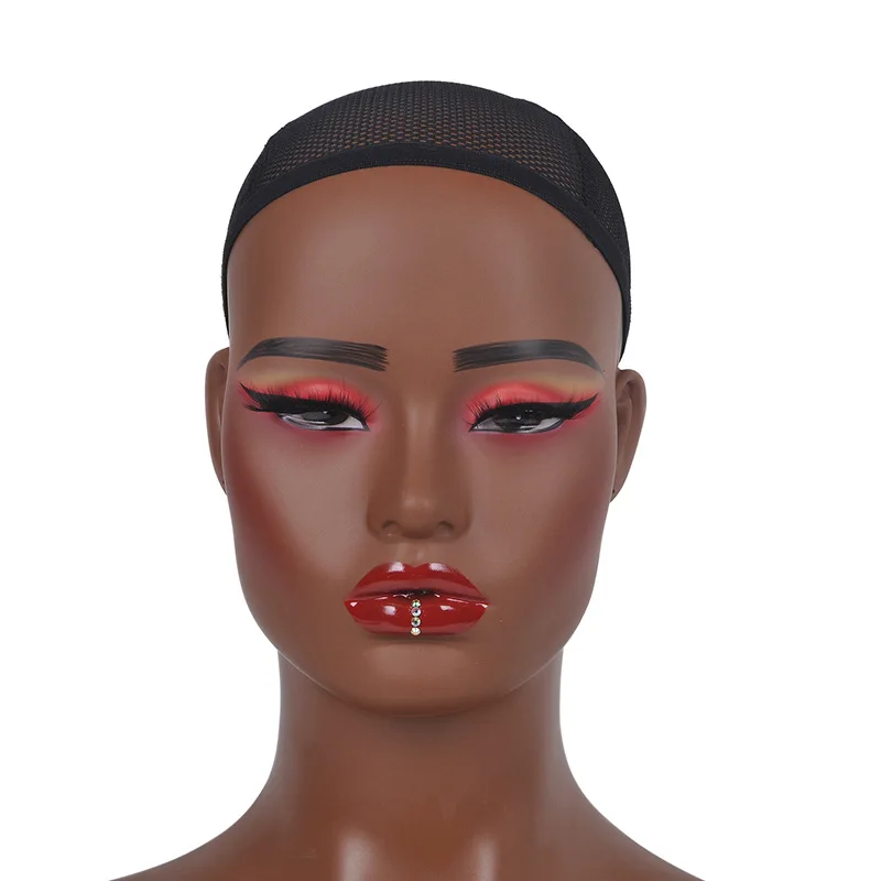 New Wholesale Makeup PVC Female Display African American Bust Mannequin Head with Shoulders for Wig Display