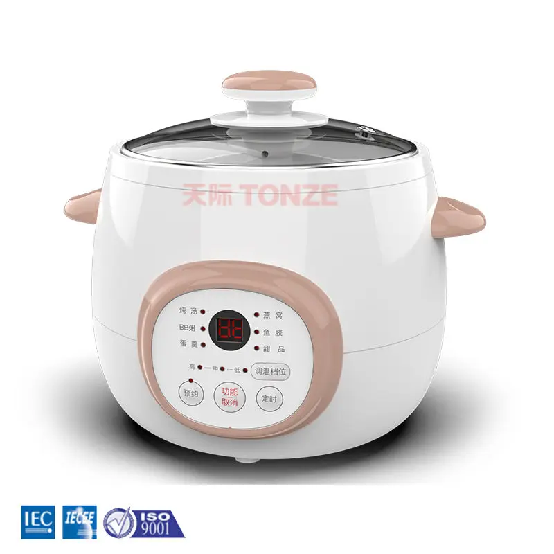 Электрическая медленная Варка TONZE 1.0L с керамическим горшком программируемый от производителя маленькая мини-Варка для супа и
