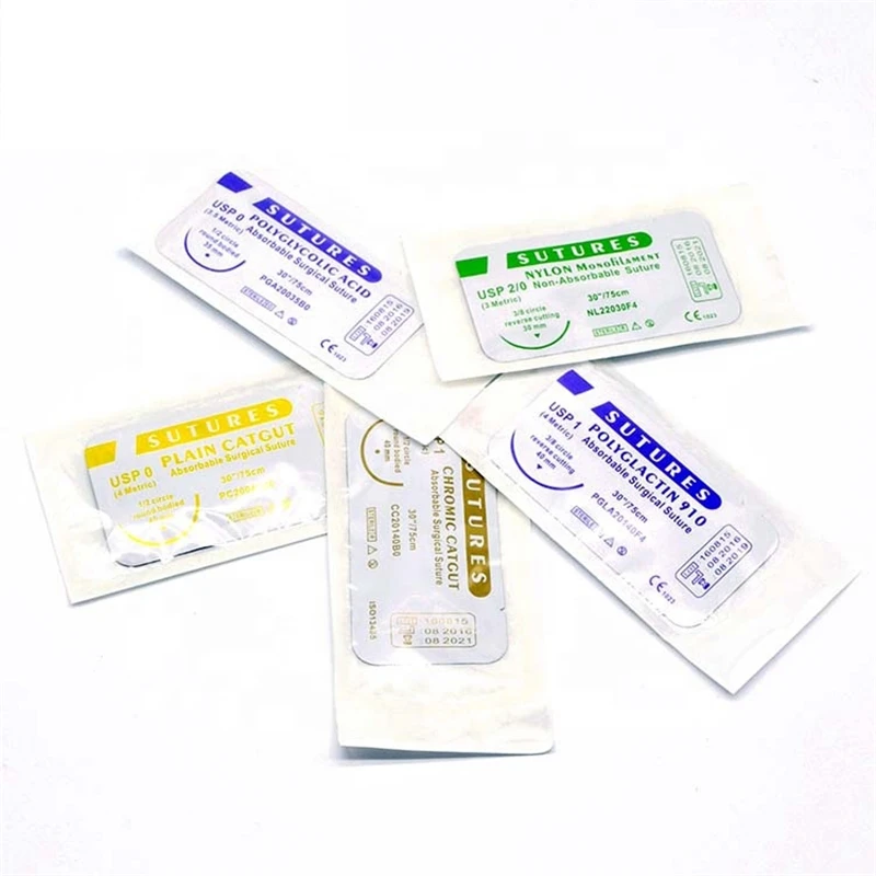
Medical non absorbable suture nylon / polypropylene / silk / polyester surgical suture with needle 