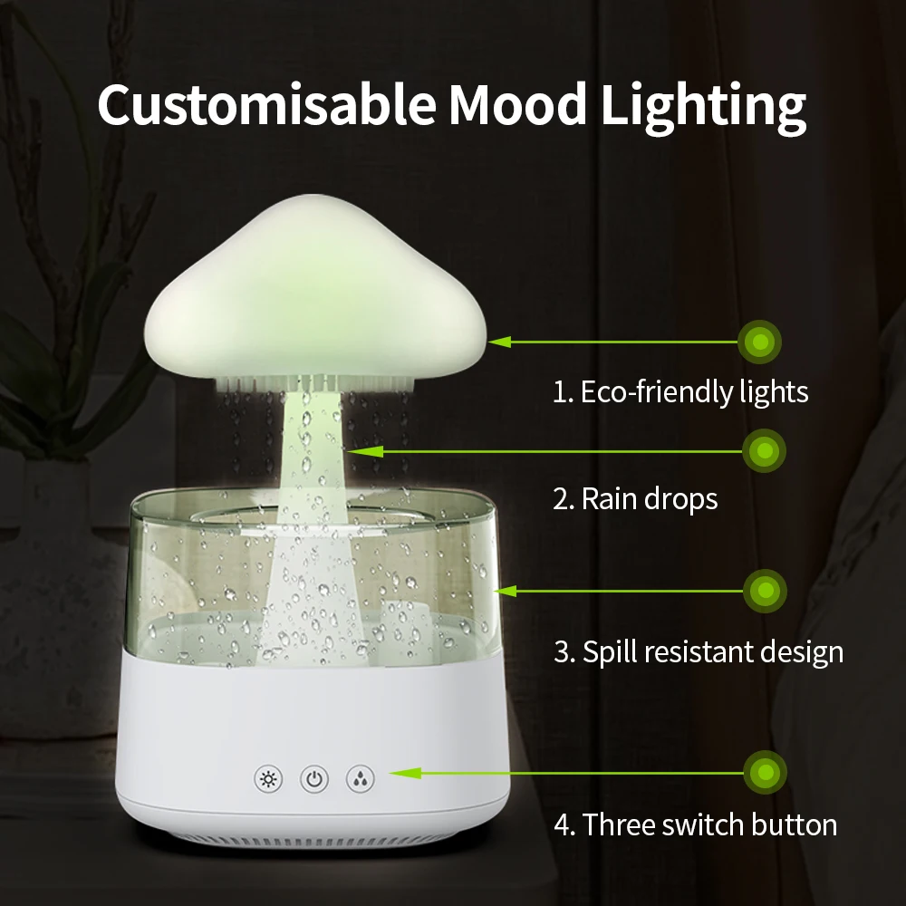 Rain 7 led light cute night light led atmosphere lamp table remote control essential oil (new) diffuser mist maker humidifier