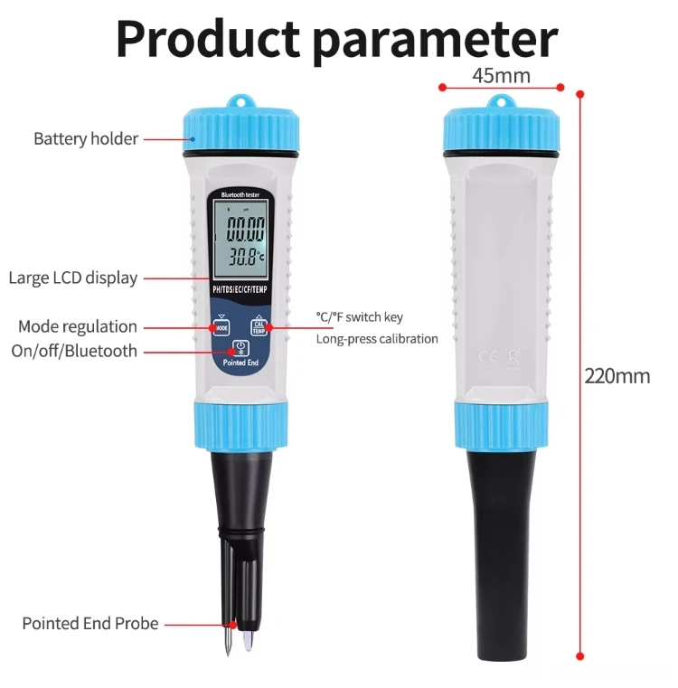 5 in 1 Digital PH Meter with Blue tooth Water Quality Pen EC TDS Salt SG Temperature Water Tester for Aquarium Hydroponic Pool