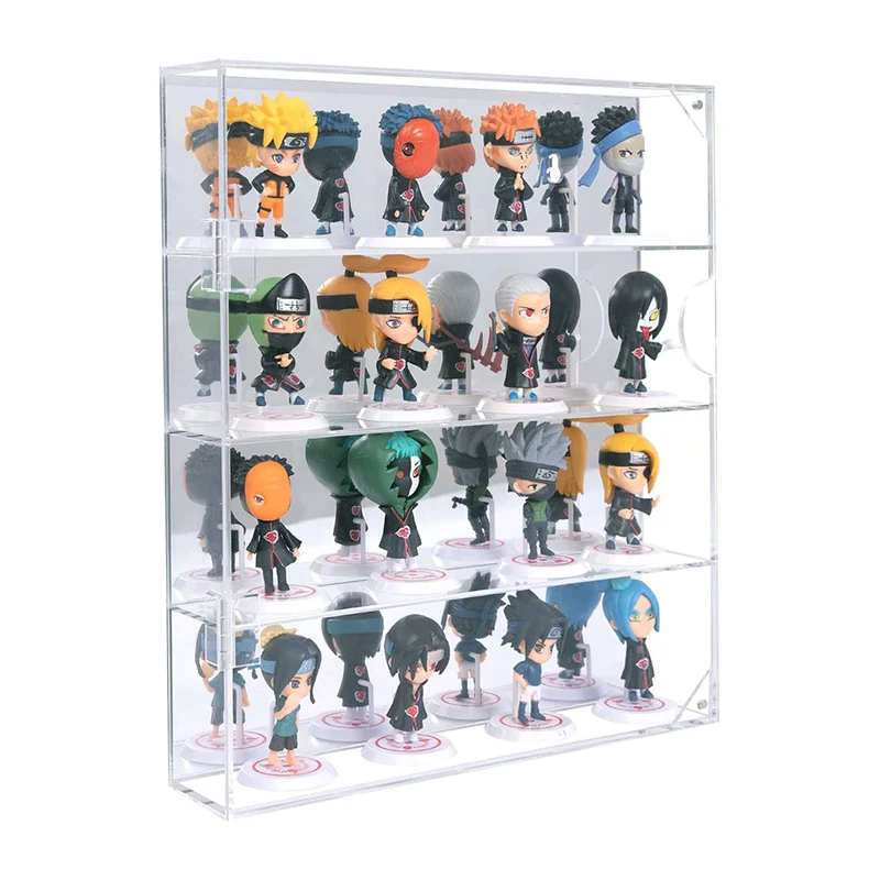 4 Tiers Clear Wall Mounted or Desktop Acrylic Display Case Cabinet Storage Box with Mirrored Back for Mini Funko Pop Figures (1600723707827)