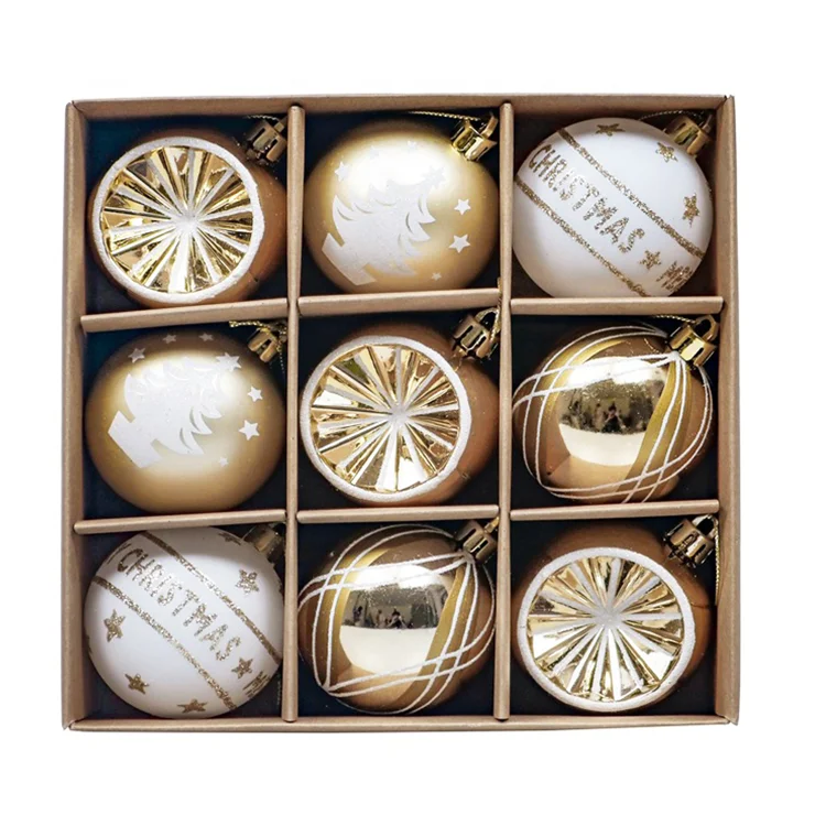 KG Xmas Customization bolas de navidad 6cm 9-piece Painted Christmas Tree Baubles Lovely Multicolor Plastic Christmas Balls