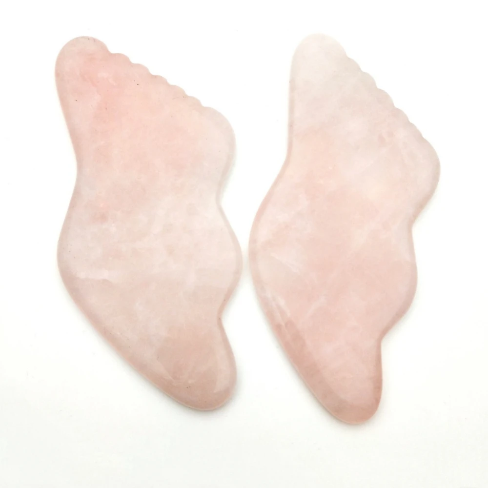 Rose Quartz Lightning Shape Gua Sha Natural Jade Stone Body Facial Eye Scraping With Tooth Crystal Gua Sha Massager for Women