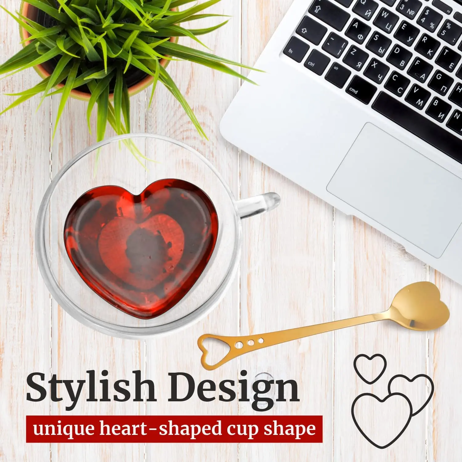 Creative 180 240ml Clear Glasses Coffee Mug Gift Tea Beer Transparent Love Cup Heart Shaped Double Wall Glass Mugs