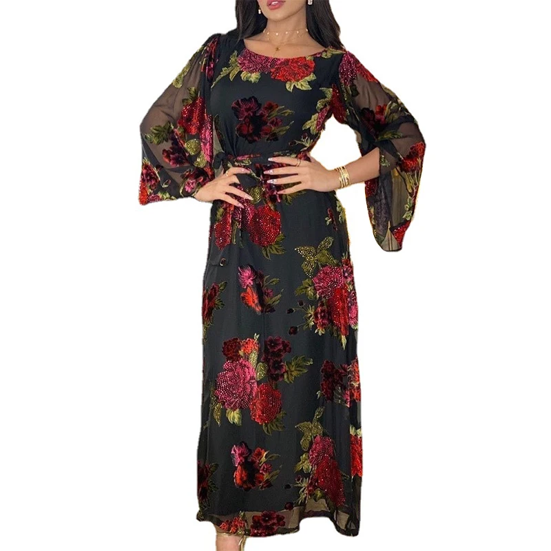 Free Sample Muslim Gilded Robe Woman Dress Cotton Musulman Coton Girl Abaya