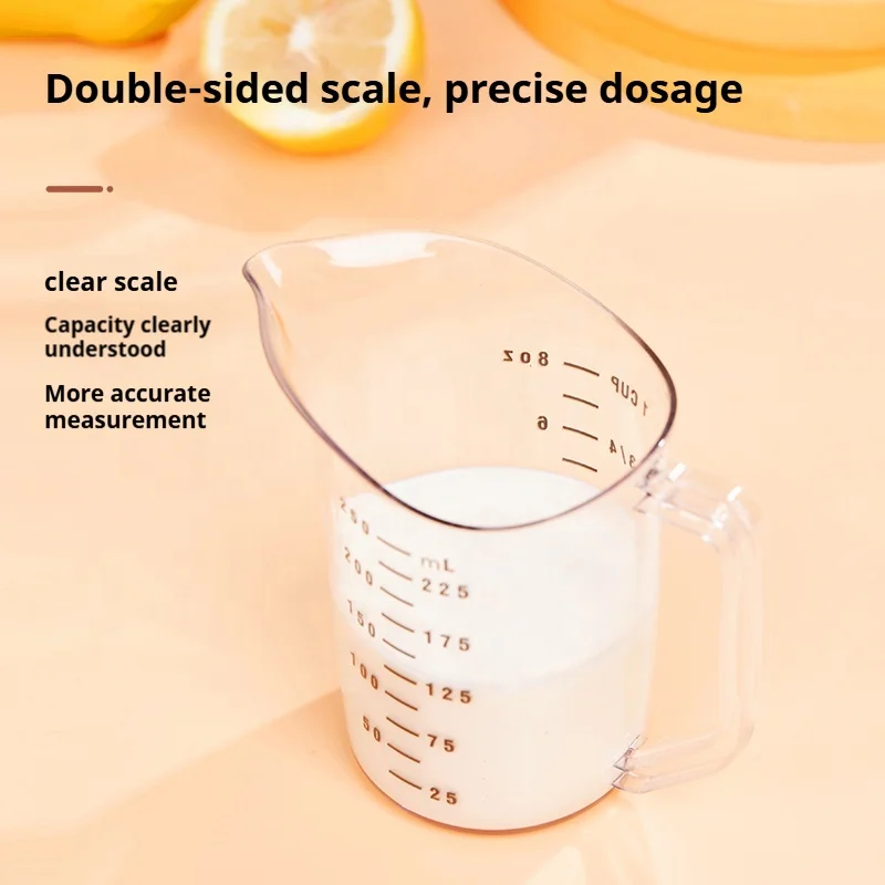 1000ml Large Capacity Silicone Measuring Cups Spoons Set Transparent Plastic Kitchen Scale Cup Whisk Flour Restaurant Supplies