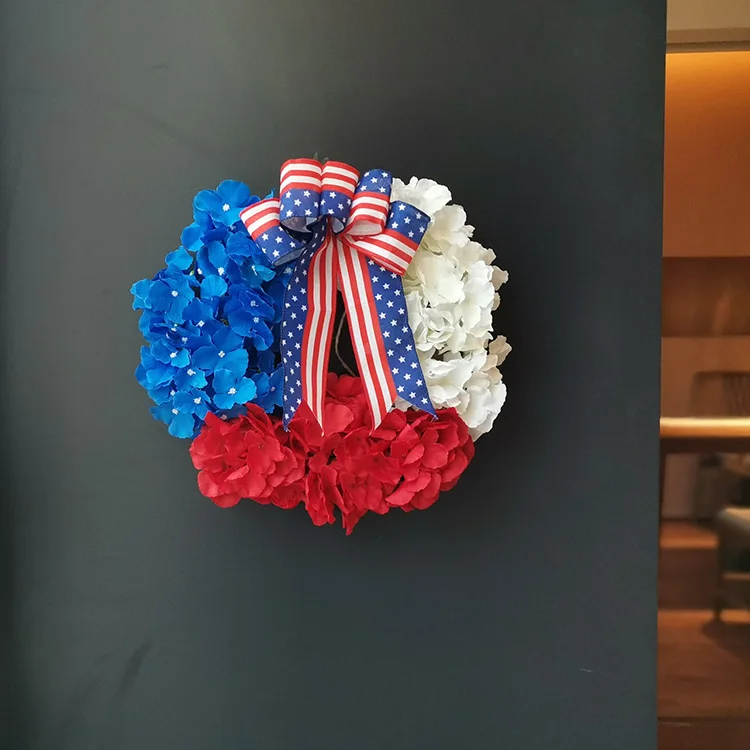 Independence Day Holiday Wreath American Flag Red White And Blue Decorative Wreath Home Window Wall Party Artificial Supplies