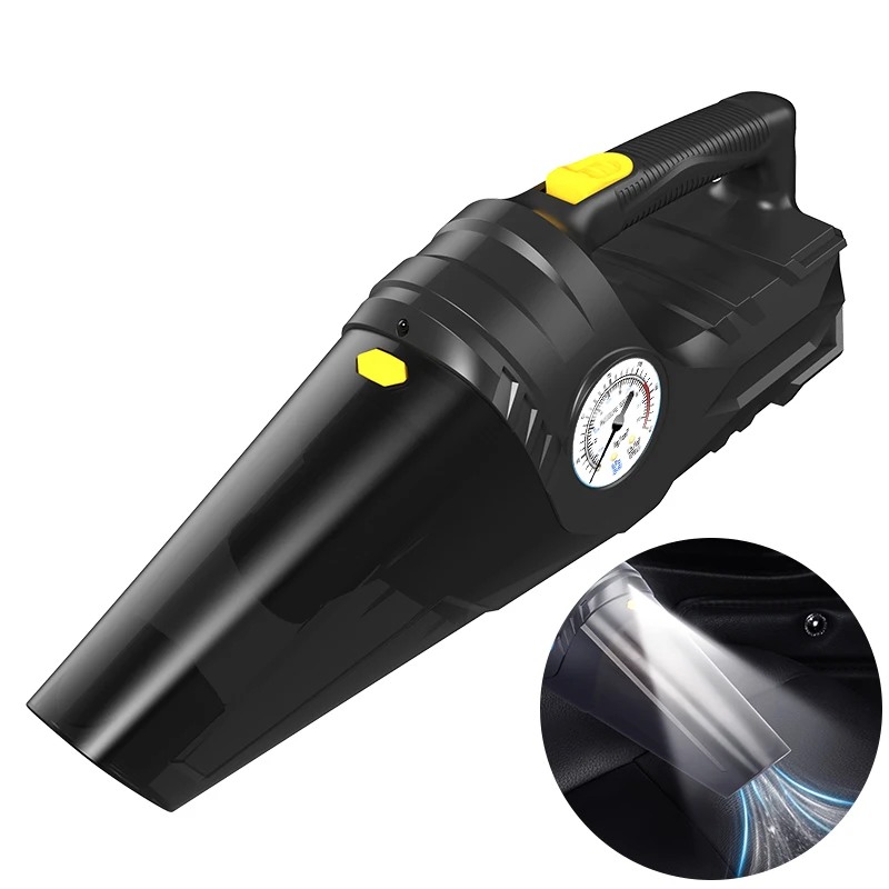 Multi-function 4-in-1 Air Pump 12V Portable Tire Inflator Wet and Dry Handheld 6000Pa Car Vacuum Cleaner
