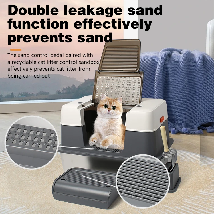 Custom Stainless Steel Cat Litter Tray Enclosed Litter Box Large Cat Toilet Easy to Clean Plastic Cat Litter Basin