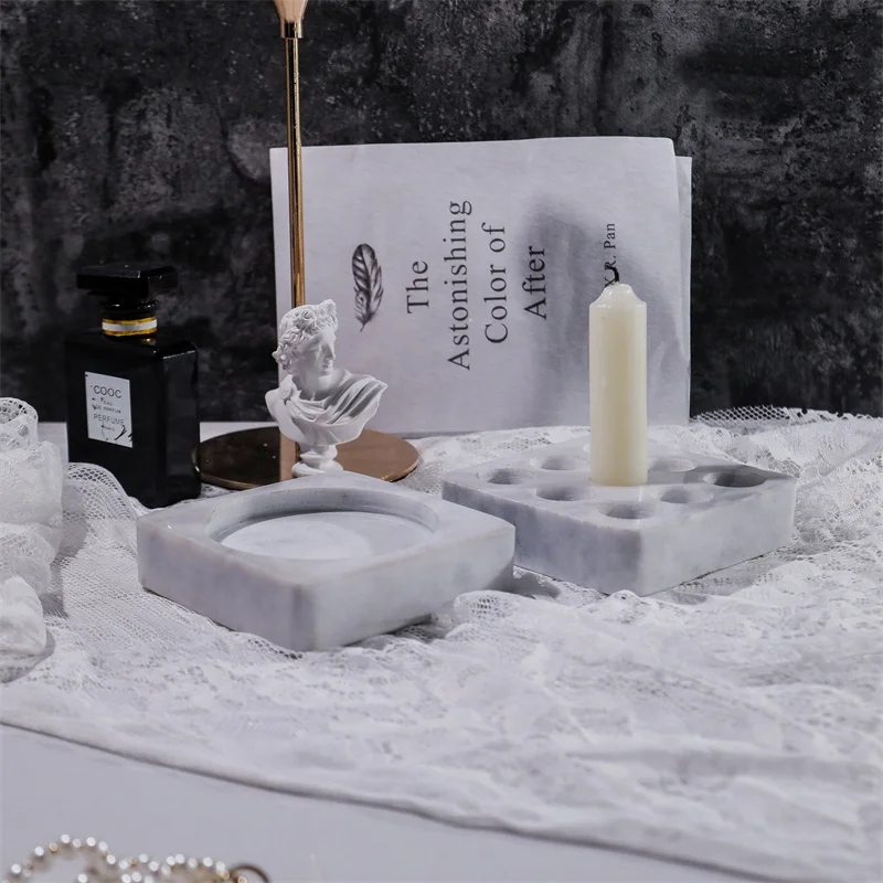 Marble candlestick holders 9-hole design candle holder luxury home decor