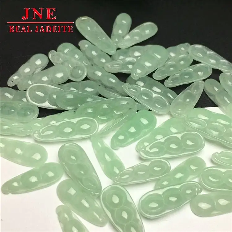 Myanmar A Level Jade Ice Like Green Double Sided Sauteed Green Beans Jade Pendant Jade Crafts Factory Wholesale