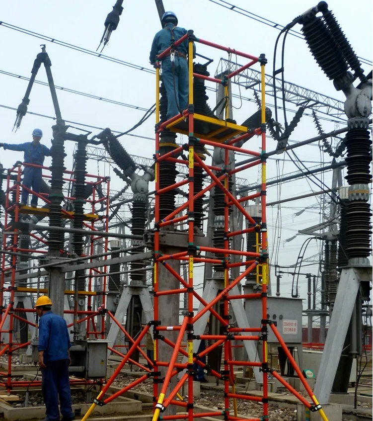 Corrosive Resistance High Insulation  225kgs Capacity Mobile Fiberglass Scaffold for Electric Engineering