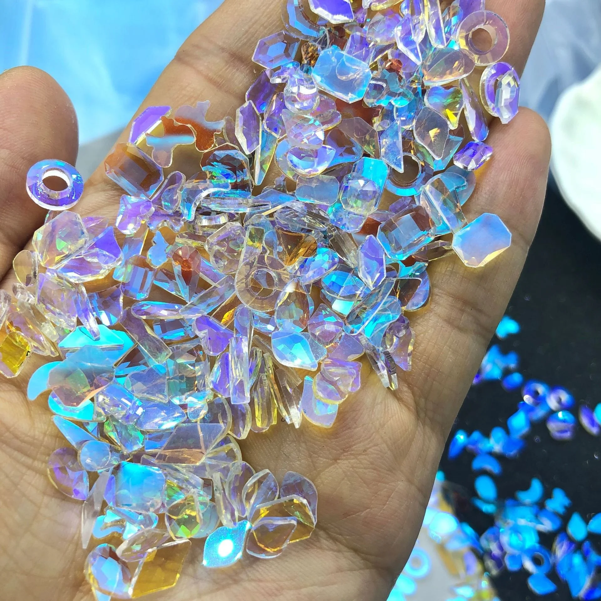 Yantuo Aurora Borealis цветные кристаллические стразы различных форм с плоской задней поверхностью без горячей фиксации для дизайна ногтей