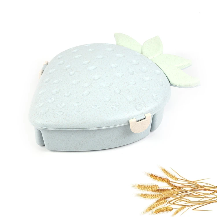 Creative biodegradable wheat straw fiber strawberry snack plate tableware