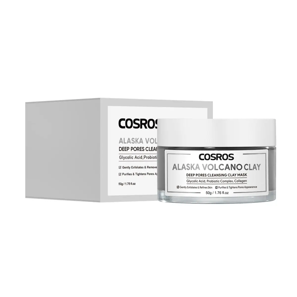 OEM support customized wholesale volcanic mud mask for facial pores deep cleansing whitening mask blackhead removal mask 50g