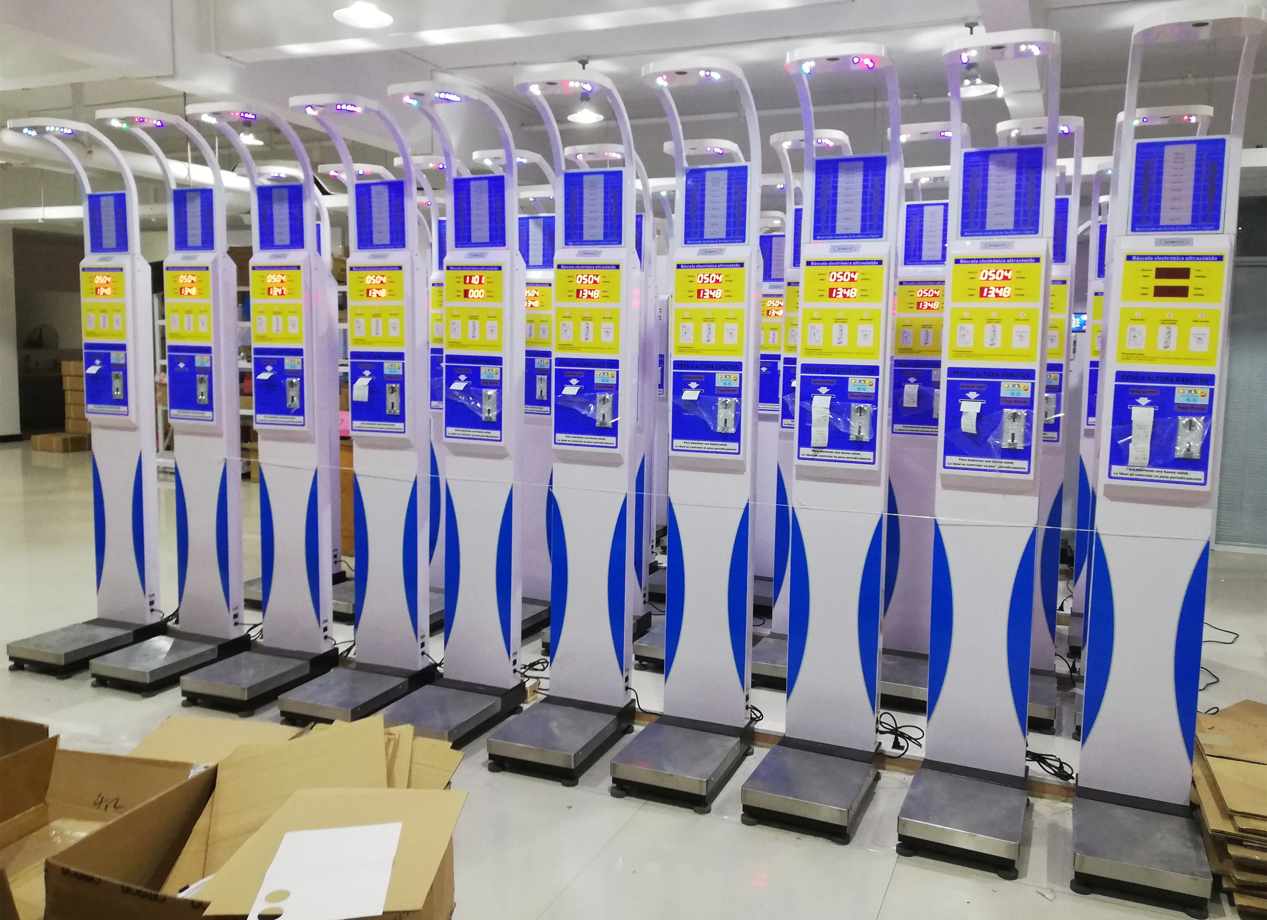 Ultrasonic coin height weight bmi scale with Rs232 interface for pharmacy