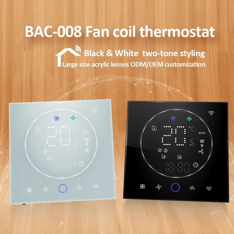 Beca BAC-008 Wifi Thermostat HVAC System Temperature Controller with LCD Touch Screen Lora Air-Conditioner Thermostat Wholesale