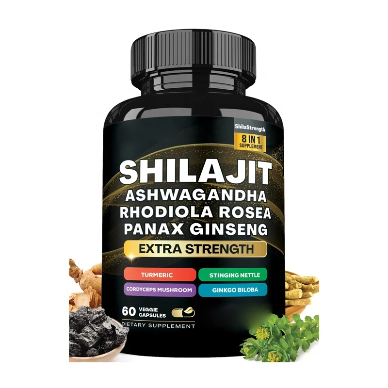 8 in 1 Supplement Shilajit Capsules With Ginseng Ashwagandha Turmeric