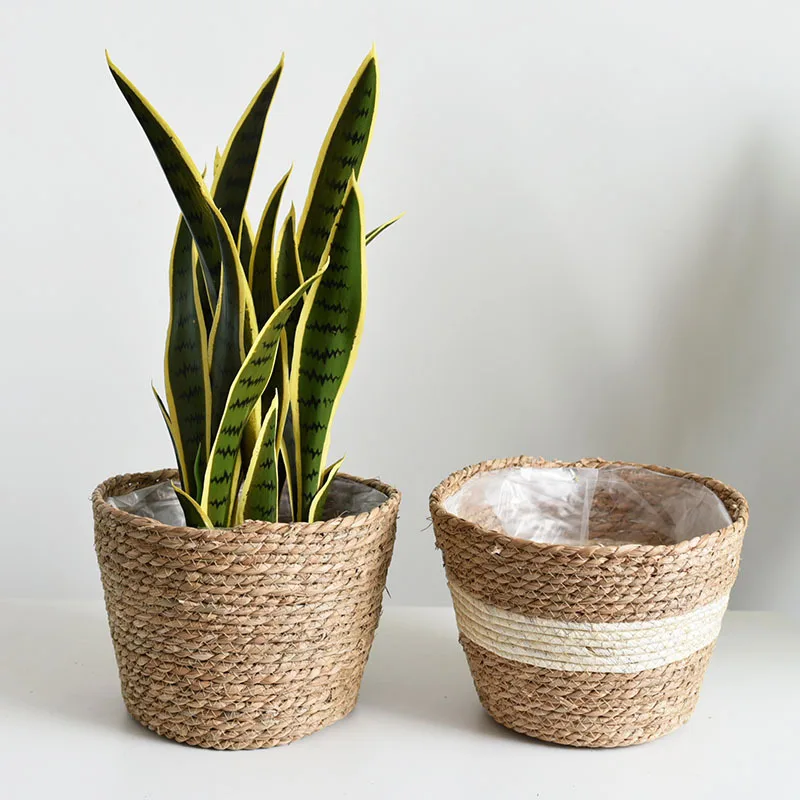 Natural Craft Seagrass Woven Plant Baskets Holder Container or Seagrass Woven Plant Pots