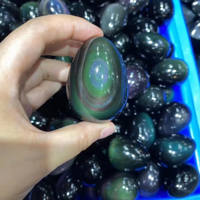 New Arrivals High Quality Massage Healing Gemstone Crystals Natural rainbow Flash Quartz Obsidian Yoni Eggs for Gift