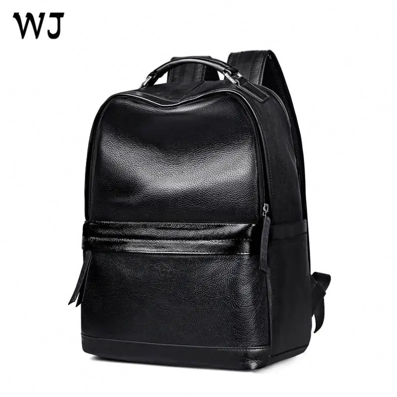 Fashionable New Hot Splendid High Quality Genuine Top Grain Leather Wholesale OEM Custom Male Student School Backpack