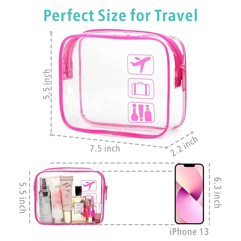 Custom PVC Cosmetic Makeup Bags Transparent Clear PVC Cosmetic Bag Travel Waterproof Toiletry Bag