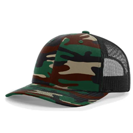 Custom Logo Mesh Camo Hat Unisex Adjustable Washed Baseball Camouflage 6 Panel Curve Trucker Caps