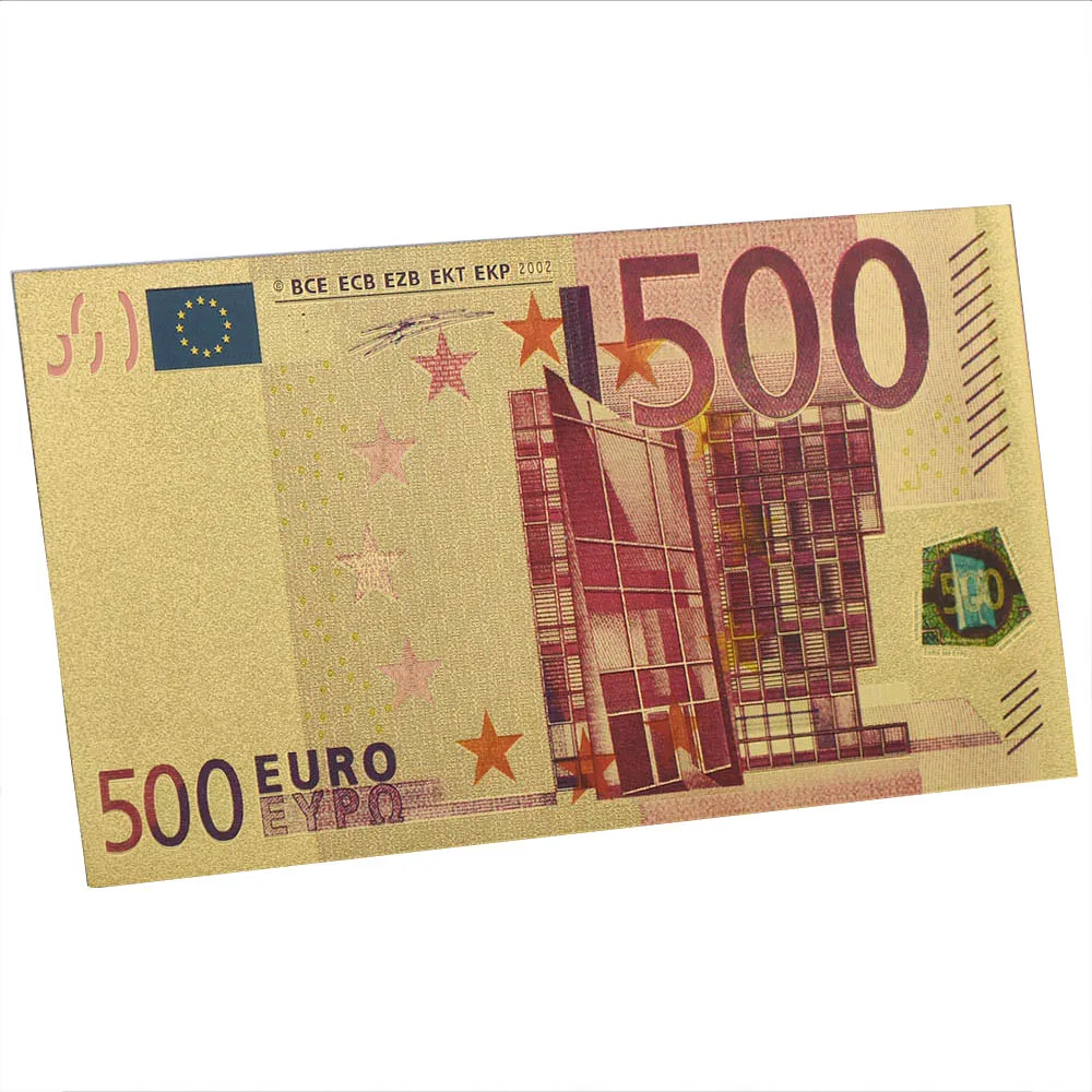 2021 New Products Hot Sale 24k Gold Craft Art Engraved 500 EUR Gold Foil Euro Banknote