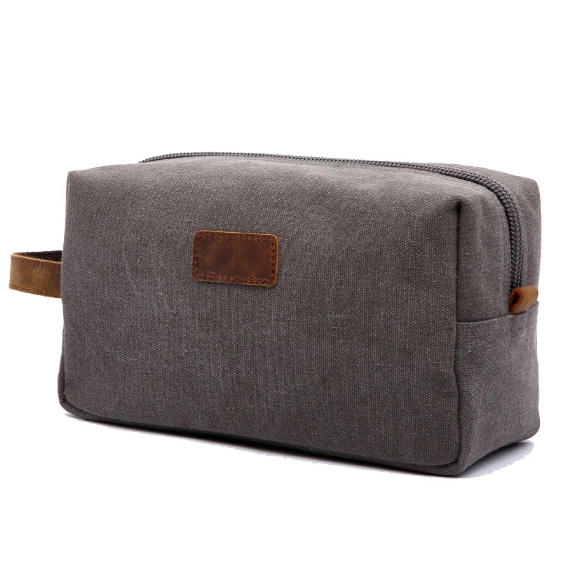 Aosheng Пользовательский логотип Маленькая кожаная холщовая Косметическая Сумка Набор для бритья набор мужской дорожный туалетный мешок
