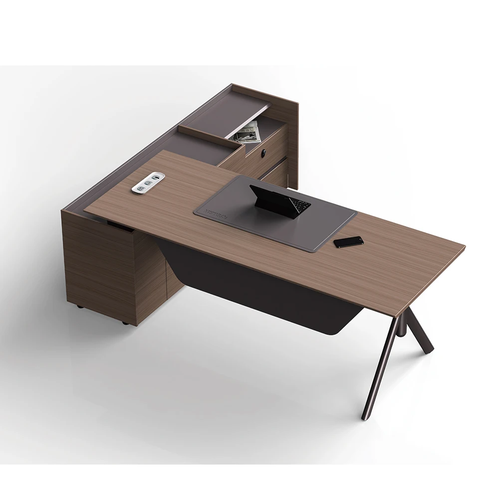 Commercial Director Manager Office Workstation Desk Furniture L Shape Minimalist Executive Office Desk With Drawer