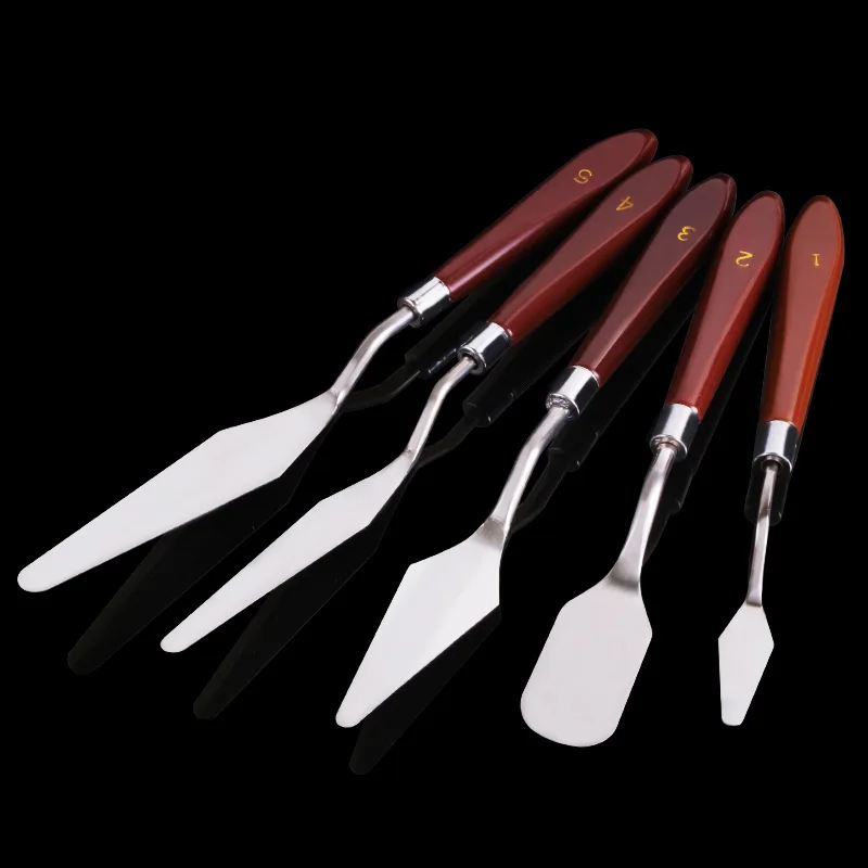 Wholesale stainless steel oil painting knife set plastic handle spatula art paint palette knife scraper