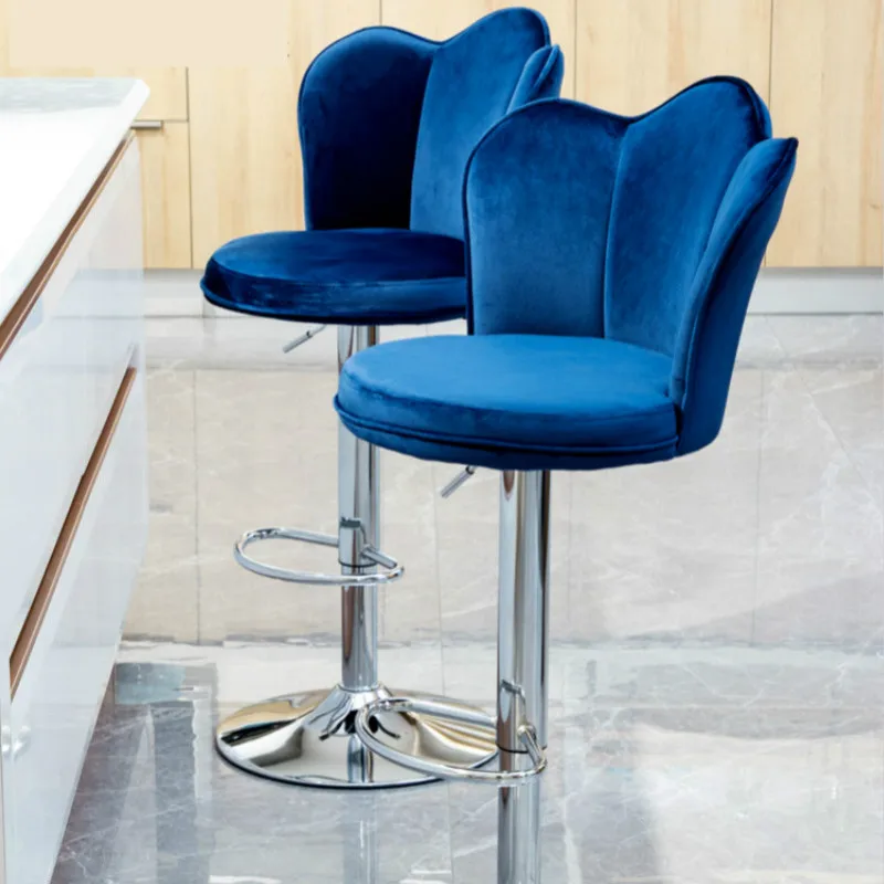 Hot Modern Durable Swivel Hydraulic Lifting Luxury Velvet Bar Chair For Kitchen