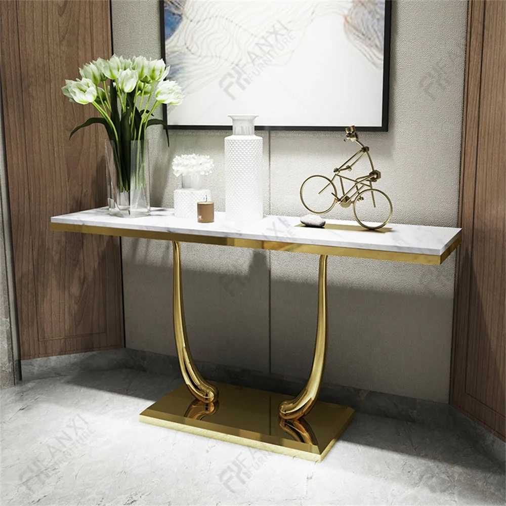 Living room furniture gold stainless steel console table modern royal console table luxury marble console tables CT100