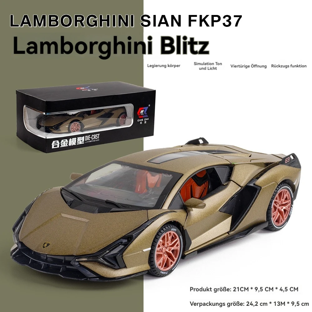 Модель автомобиля 1:24 lambor Sian FKP37 со звуковым и световым откатом двери открытые декоративные металлические модели игрушки