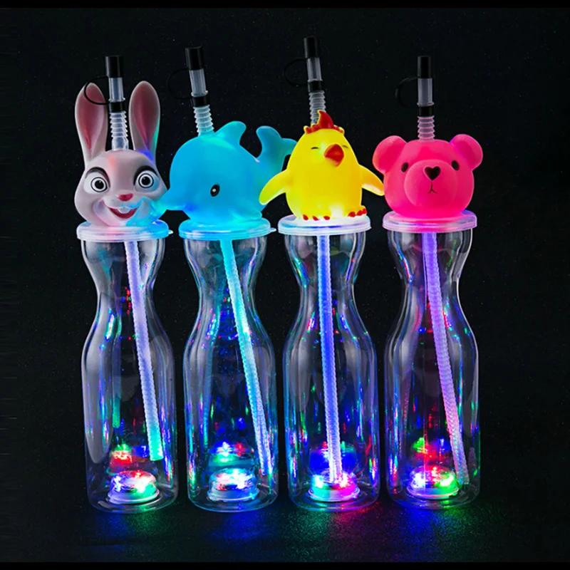 500ml 18oz 16oz palm tree led light up toy fruit character animal tolphin yard glass slush ice cup with straw