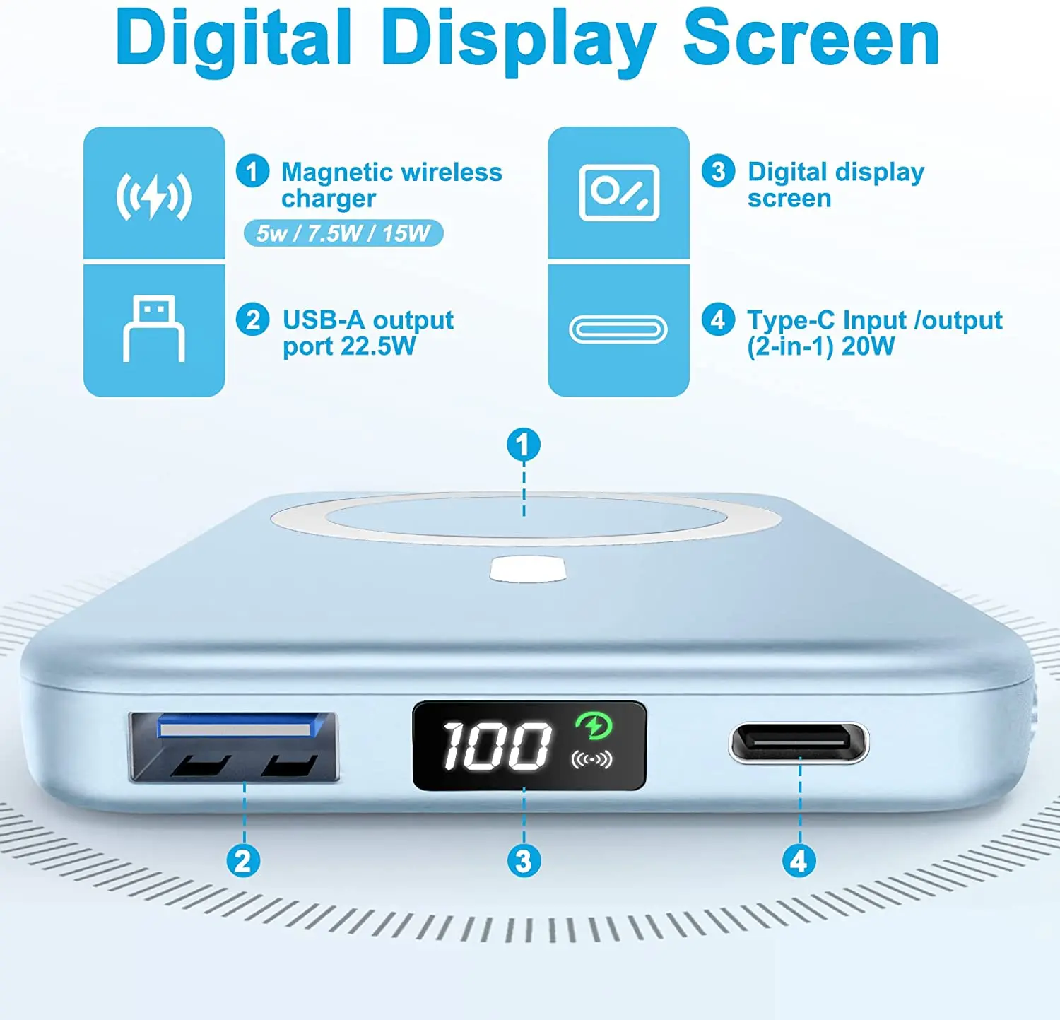 Amazon Best Popular Portable Charger Powerbank Wireless Magnetic Power Bank 10000mah Mini Power Banks Station