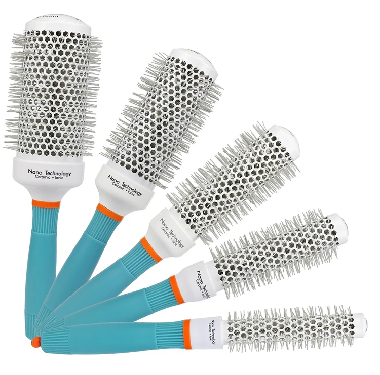 Wholesale Round Ceramic Hair Brush High Temperature Resistance Nylon Boar Bristle Styling Hair Brush