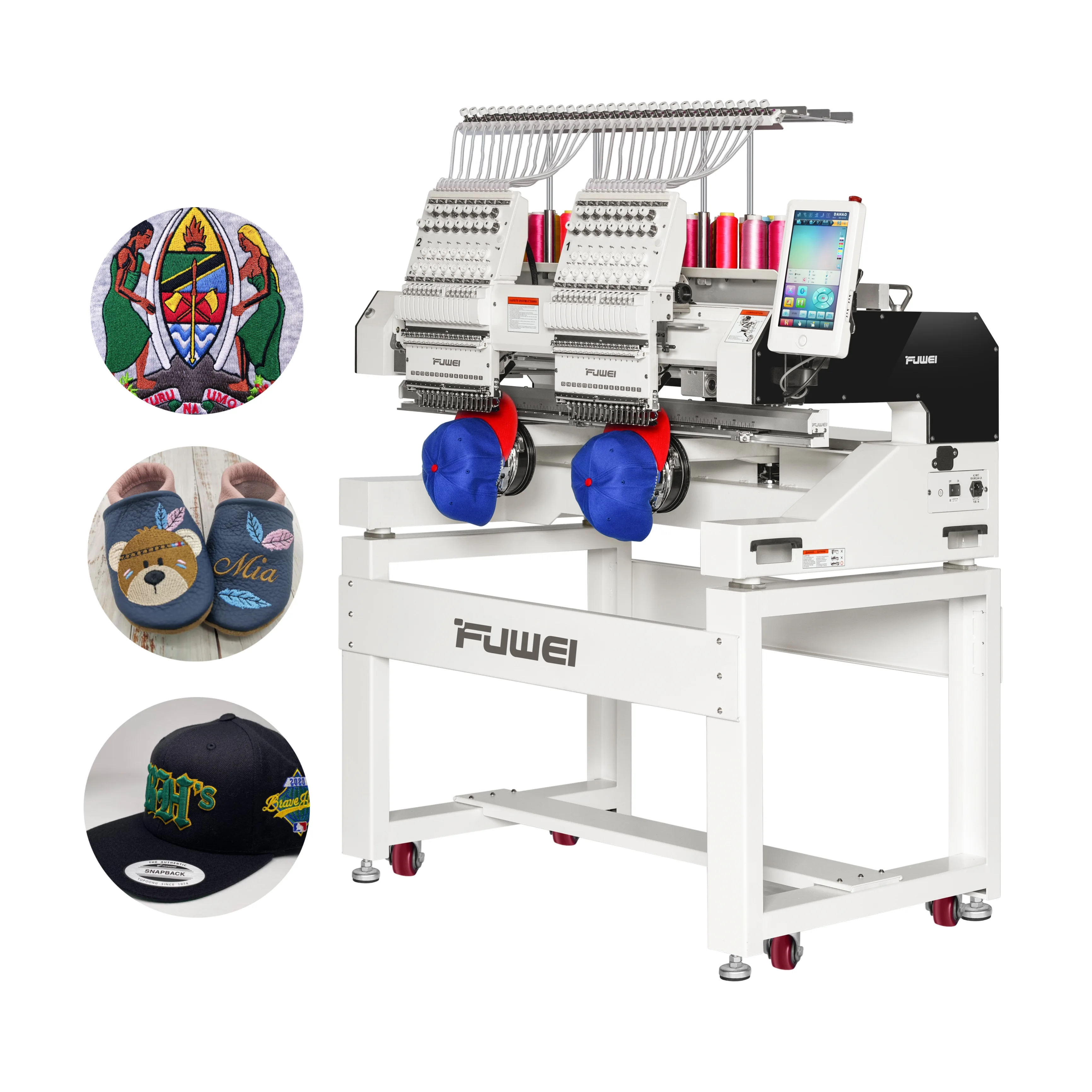 china top 2 head embroidery machine 1502  hat t-shirt flat commercial embroidery machine